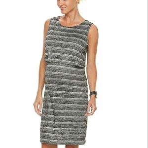 a:glow Maternity Nursing Shift Dress | XS | Black White Grey Gray Marled Stripe